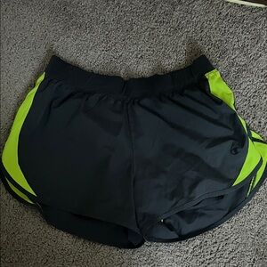 Champion Black Athletic Shorts with Neon Green Panels